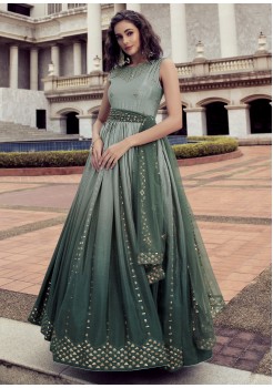 Green  Silk Designer Gown 